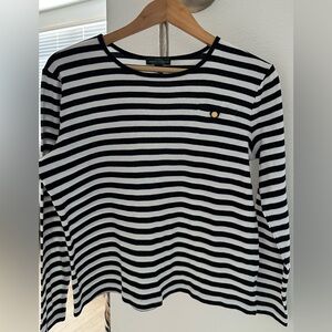 Ralph Lauren Black and White Striped Jersey Top
